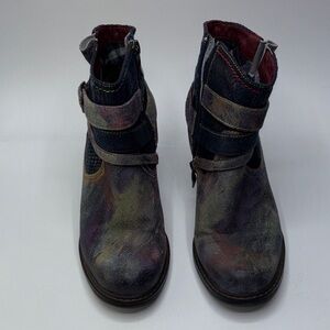 L'artiste Women’s Size 6.5 (EU 37) Spring Step Shazzam Navy Multi Leather Bootie